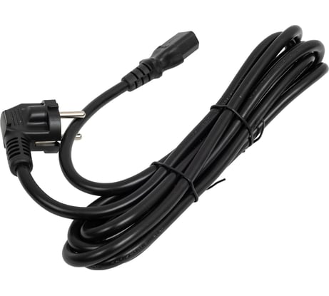 Кабель питания Filum ПВС-АП 3x1.5 CEE 7/7(Schuko) угловая - C13, 220/250В, 10А, чёрный, 3м FL-PC-SH90/C13-C2-3.0-BK