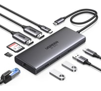 Конвертер Ugreen CM639 (15534) Revodok Pro 10-in-1 8K@30Hz USB-C to 1*USB3.0&2*USB2.0&USB-C3.0&2*HDMI&RJ45 Gigabit&SD&TF&PD. цвет: серый 15534_