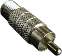 Переходник LANS R108, RCA-штекер - F-розетка, латунь, покрытие никель, 100 шт/уп, Л00001478