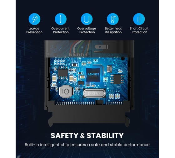 Конвертер Ugreen CM257  USB 3.0 A To 3.5''/2.5" SATA Converter. Цвет: черный 60561