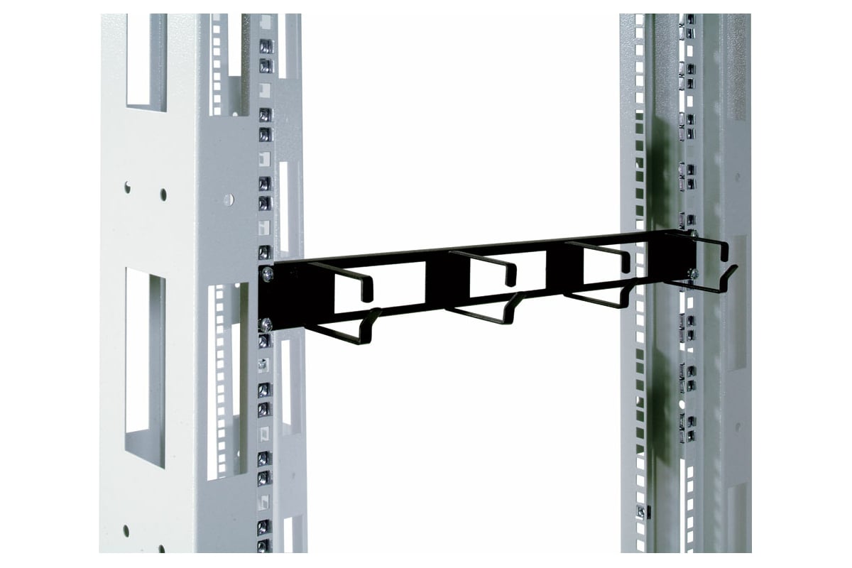 Горизонтальный кабельный органайзер ЦМО с окнами, 19, 1U, 4 кольца .