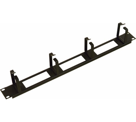 Горизонтальный кабельный органайзер ЦМО с окнами, 19, 1U, 4 кольца, черный ГКО-О-4.62-9005