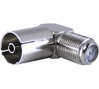 Переходник угловой OXION F гнездо-TV гнездо металлический, в пакете 100 шт., OX-ADPF001PB