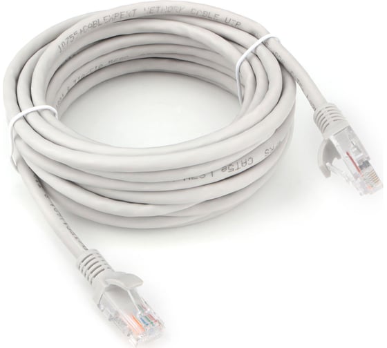 Патч-корд Cablexpert LSZH UTP кат.5e, 5м, литой, многожильный (серый), PP31-5M 1