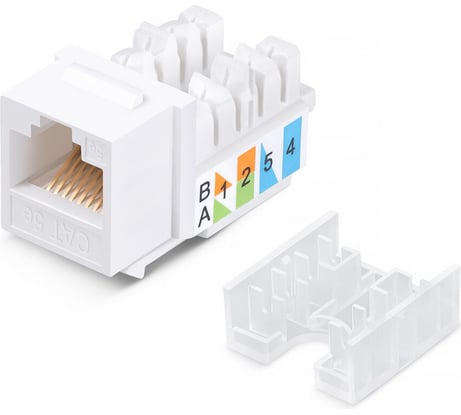 Модуль Keystone REXANT Jack RJ-45(8P8C), CAT 5e, тип 90 градусов, белый PRO 02-0064