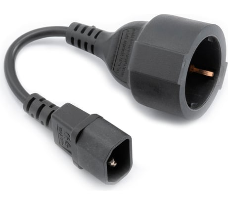 Адаптер питания A1 0.15 м., CEE 7/3- С14, 3x0.75мм², 2200 Вт., чёрный. A1-APC075-EU-C14-0.15M