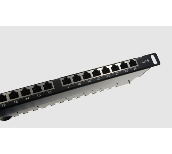 Патч-панель экранированная TWIST FTP 19" 0.5U 24 порта RJ-45 Krone IDC Cat.6, PP-19-0.5U-IDC-24-C6-SH-TWCS