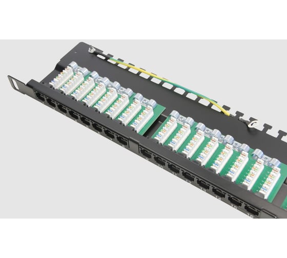 Патч-панель TWIST UTP 19" 0.5U 24 порта RJ-45 Krone IDC Cat.5e, PP-19-0.5U-IDC-24-C5E-TWCS