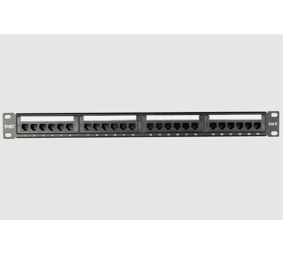 Патч-панель TWIST UTP 19", 1U, 24 порта RJ-45, Cat.6 DUAL IDC PP-19-1U-24-C6-TWCS