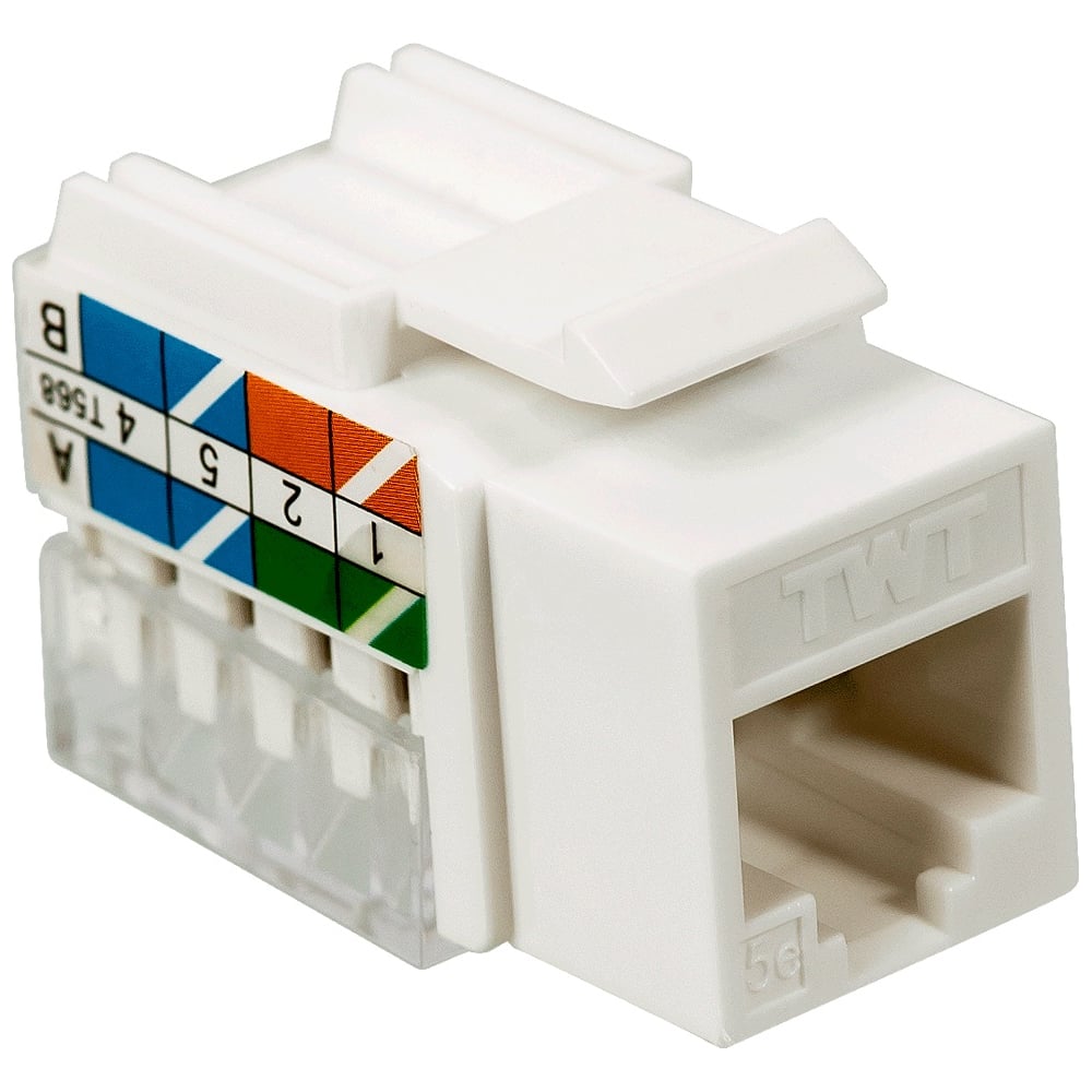 Модуль TWT Keystone RJ45, Cat.5E, UTP, 90 градусов, белый TWT-OK45UTP ...