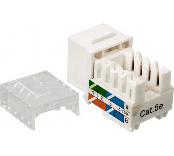 Модуль TWT Keystone RJ45, Cat.5E, UTP, 90 градусов, белый TWT-OK45UTP/5E-WH