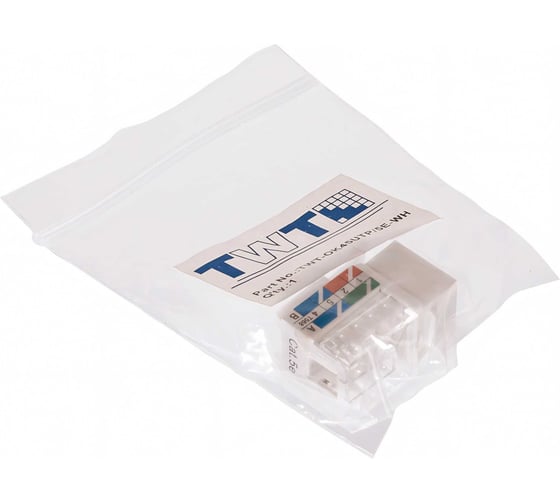 Модуль TWT Keystone RJ45, Cat.5E, UTP, 90 градусов, белый TWT-OK45UTP/5E-WH
