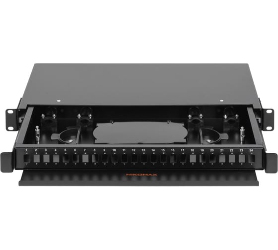 Оптический кросс 19 NIKOMAX, 1U, до 24 SC или 48 LC портов, выдвижной, черный NMF-RP24SC-TS-P-1U-BK 1