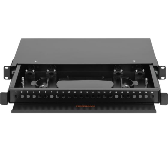 Оптический кросс NIKOMAX 19, 1U, до 24 FC/ST портов, выдвижной, черный NMF-RP24FC-TS-P-1U-BK