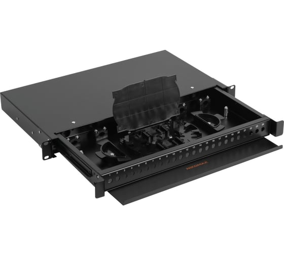 Оптический кросс NIKOMAX 19, 1U, до 24 FC/ST портов, выдвижной, черный NMF-RP24FC-TS-P-1U-BK