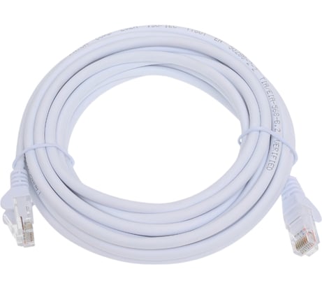 Патч-корд LANMASTER RJ45 - RJ45, 4 пары, UTP, категория 5е, 5 м, белый LAN-PC45/U5E-5.0-WH
