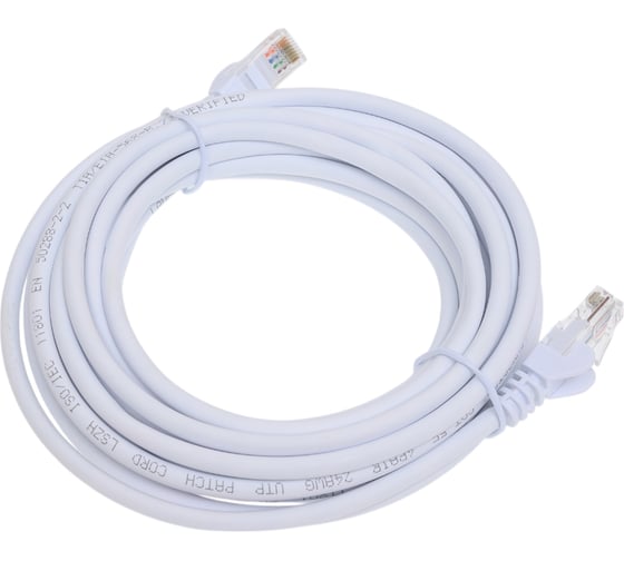 Патч-корд LANMASTER RJ45 - RJ45, 4 пары, UTP, категория 5е, 5 м, белый LAN-PC45/U5E-5.0-WH