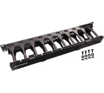 Кабельный органайзер LANMASTER 19" c пластиковыми пальцами глубиной 106 мм и крышкой, 1U LAN-ORG-PF/S-1U