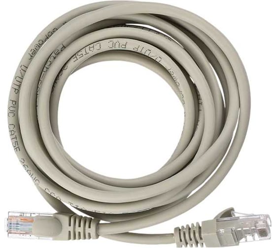 Патч-корд GoPower 1 RJ-45 (m)-RJ-45 (m) 3.0м кат.5е ПВХ 26AWG CCA серый в пакете 00-00029036