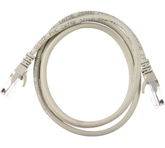 Патч-корд GoPower 1 RJ-45 (m)-RJ-45 (m) 1.0м кат.5е ПВХ 26AWG CCA серый в пакете 00-00029034