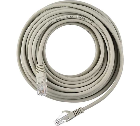 Патч-корд GoPower 1 RJ-45 (m)-RJ-45 (m) 10.0м кат.5е ПВХ 26AWG CCA серый в пакете 00-00029038
