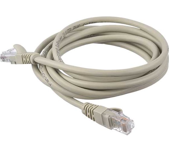 Патч-корд GoPower RJ-45 (m)-RJ-45 (m) 2.0м кат.5е ПВХ 26AWG CCA серый в пакете 00-00027473