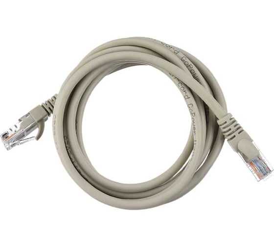 Патч-корд GoPower RJ-45 (m)-RJ-45 (m) 2.0м кат.5е ПВХ 26AWG CCA серый в пакете 00-00027473