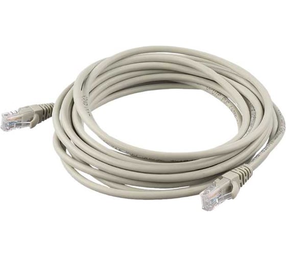 Патч-корд GoPower RJ-45 (m)-RJ-45 (m) 1.0м кат.5е ПВХ 26AWG CCA серый в пакете 00-00027472