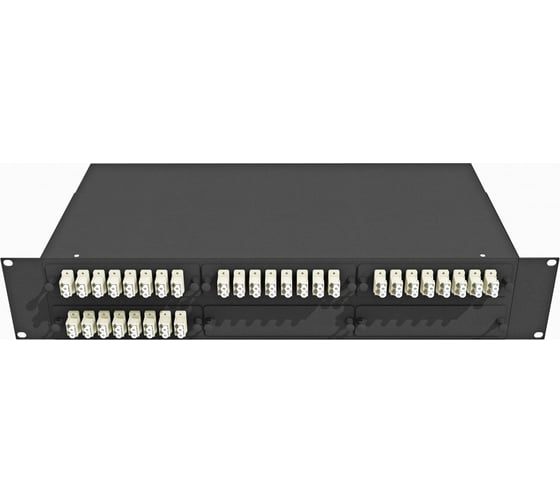 Кросс оптический стоечный многомодовый укомплектованный TopLAN 19", 64 LC/UPC OM4 адаптеров, (50/125), 2U, черный, КРС-Top-2U-64LC/U-OM4-BK 1