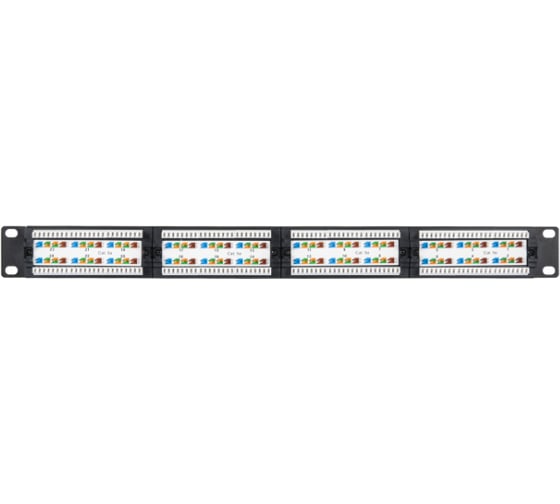 Панель NETLAN 19", 1U, 24 порта, категория 6, RJ45/8P8C, неэкранированная, черная EC-URP-24-UE2