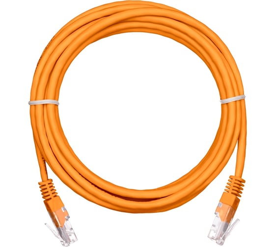 Шнур U/UTP NETLAN 4 пары, Кат.5e, медный, PVC, оранжевый, 1м, 10шт. EC-PC4UD55B-BC-PVC-010-OR-10