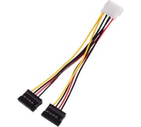 Кабель GoPower MOLEX (f)-2SATA (m), 0.2м, PVC, RoHS, Premium, Zip-Lock c подвесом, 00-00027494