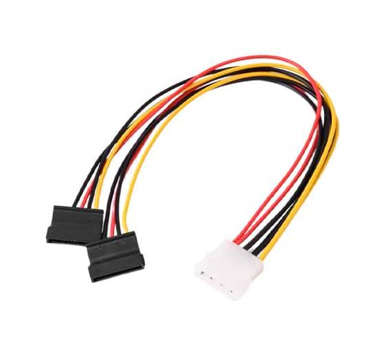 Кабель GoPower MOLEX (f)-2SATA (m), 0.2м, PVC, RoHS, Premium, Zip-Lock c подвесом, 00-00027494