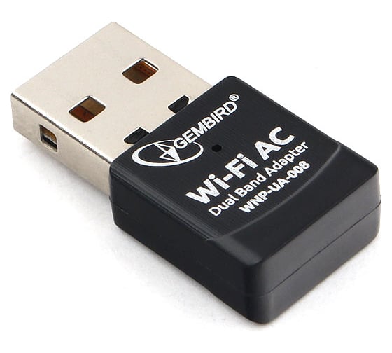 Сетевой двухдиапазонный Wi-Fi Gembird мини USB-адаптер 600 Мбит USB 802.11b/g/n/ac/а WNP-UA-008