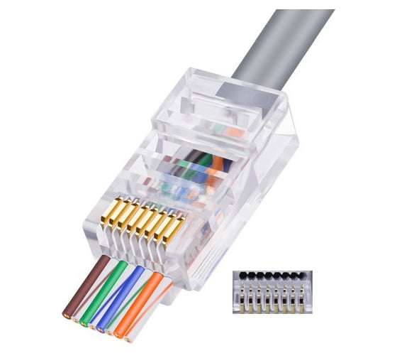 Разъем RJ-45 штекер Amatek AVC-RJ45-MPT сквозной, 8p8c 7000443