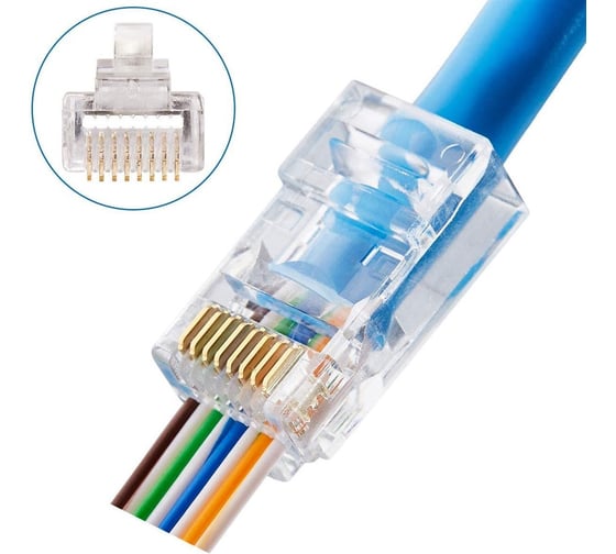 Разъем RJ-45 штекер Amatek AVC-RJ45-MPT сквозной, 8p8c 7000443