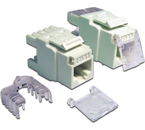 Вставка Keystone LANMASTER RJ-45, категория 6, белая, со шторкой, 180 градусов, LAN-OK45U6/180-WH 1