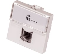 Вставка LANMASTER Mosaic 45x45, RJ-11, со шторкой и увеличенным окном маркировки, LAN-SIP-23TEL-WH