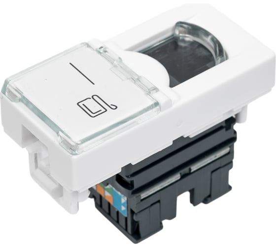 Вставка LANMASTER Mosaic, со шторкой и увеличенным окном маркировки, LAN-SIP-22U6-WH