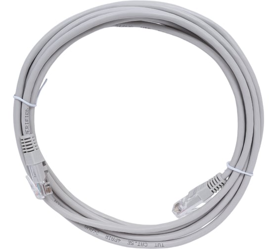 Патч-корд TWT RJ45-RJ45, 4 пары, UTP, категория 5е, 3 м, серый, TWT-45-45-3.0-GY