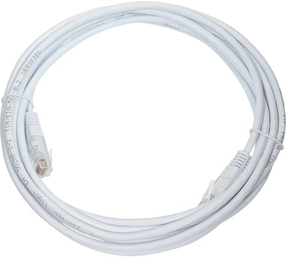 Патч-корд TWT RJ45-RJ45, 4 пары, UTP, категория 5е, 3 м, белый, TWT-45-45-3.0-WH 1