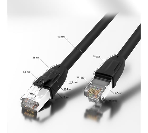 Патч-корд GCR LSZH PROF кат.8 ethernet 1.5m F/FTP RJ45 литой прямой чёрный VIV52I347