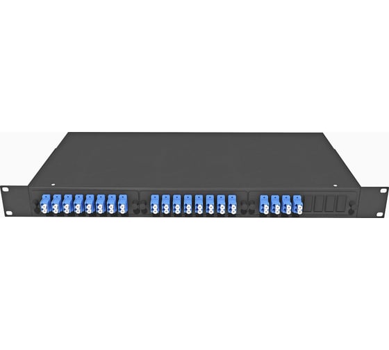 Оптический стоечный кросс TopLAN 19, укомплектованный, с адаптерами, КРС-Top-1U-40LC/U-OS2-BK 1
