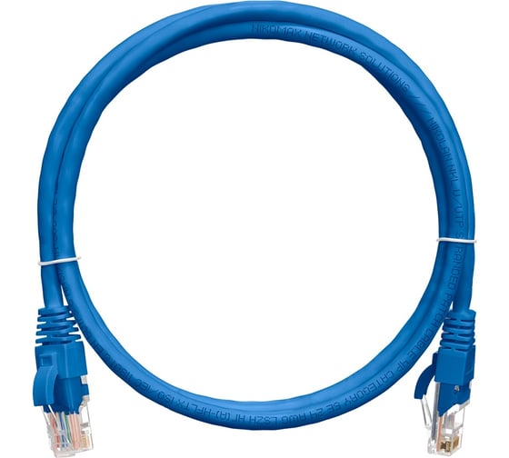 Шнур NIKOMAX U/UTP, 4 пары, Категория 5e, 7х0,205мм, PVC, синий, 0,15м NMC-PC4UD55B-001-BL