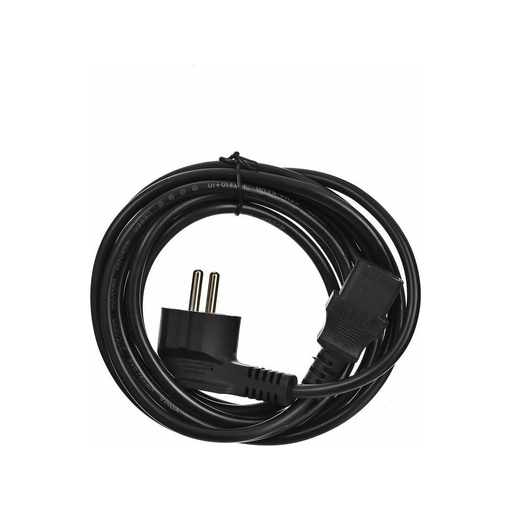 Кабель компьютер - розетка VCOM 220V, угловая евровилка, 3 м, VDE 3G*0 ...