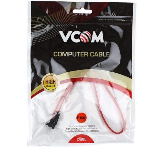 Интерфейсный кабель VCOM SATA, 45/50см, угловой разъем, VHC7666 VHC7666-0.5M