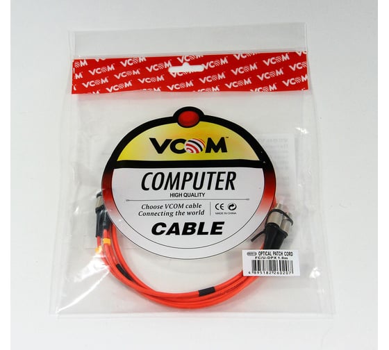 Оптический шнур VCOM FC-FC, UPC, MM, многомодовый, Duplex, VDU101-1M