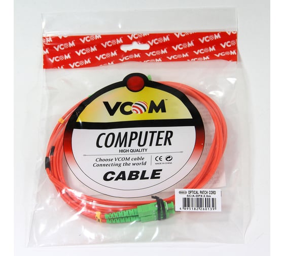 Оптический шнур VCOM SC-SC, APC, MM, многомодовый, Duplex VDA202-3M