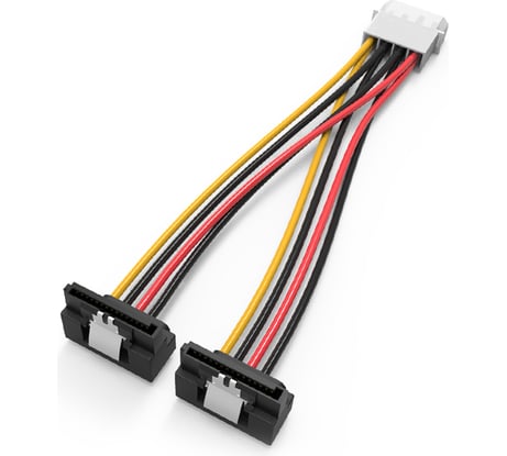 Кабель-переходник питания Vention MOLEX 4pin M / 2 x SATA 15pin F угол 90 - 0.15м KDCBB