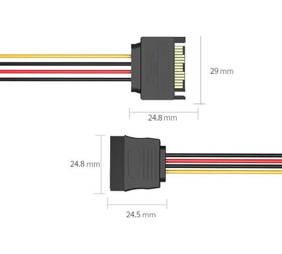 Кабель питания Vention SATA 15 pin M/SATA 15 pin F - 0.3м. KDABY